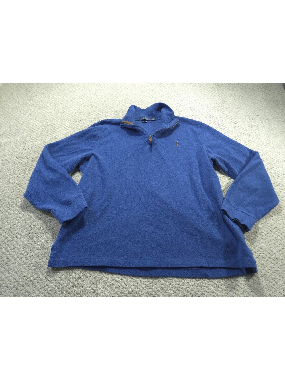 Polo Ralph Lauren Sweater Mens XL Blue Estate Rib Quarter Zip Pullover Classic